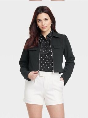 NWT Women's Zipper Jacket - A New Day Black